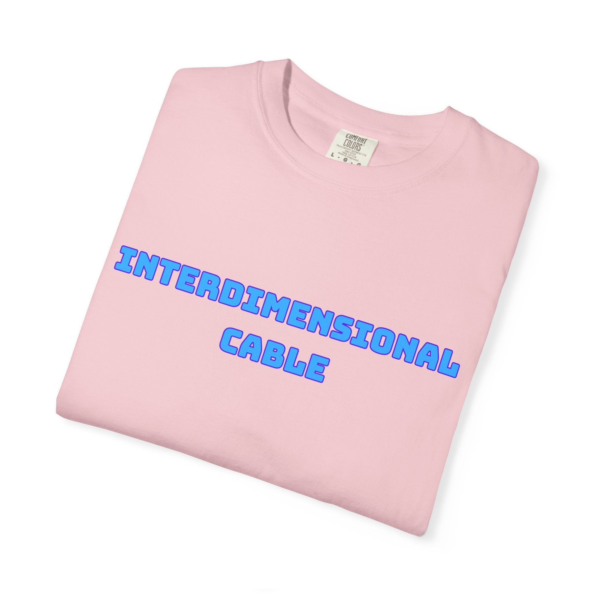 Interdimensional Cable T-shirt | Retro Blue Sci-Fi Text