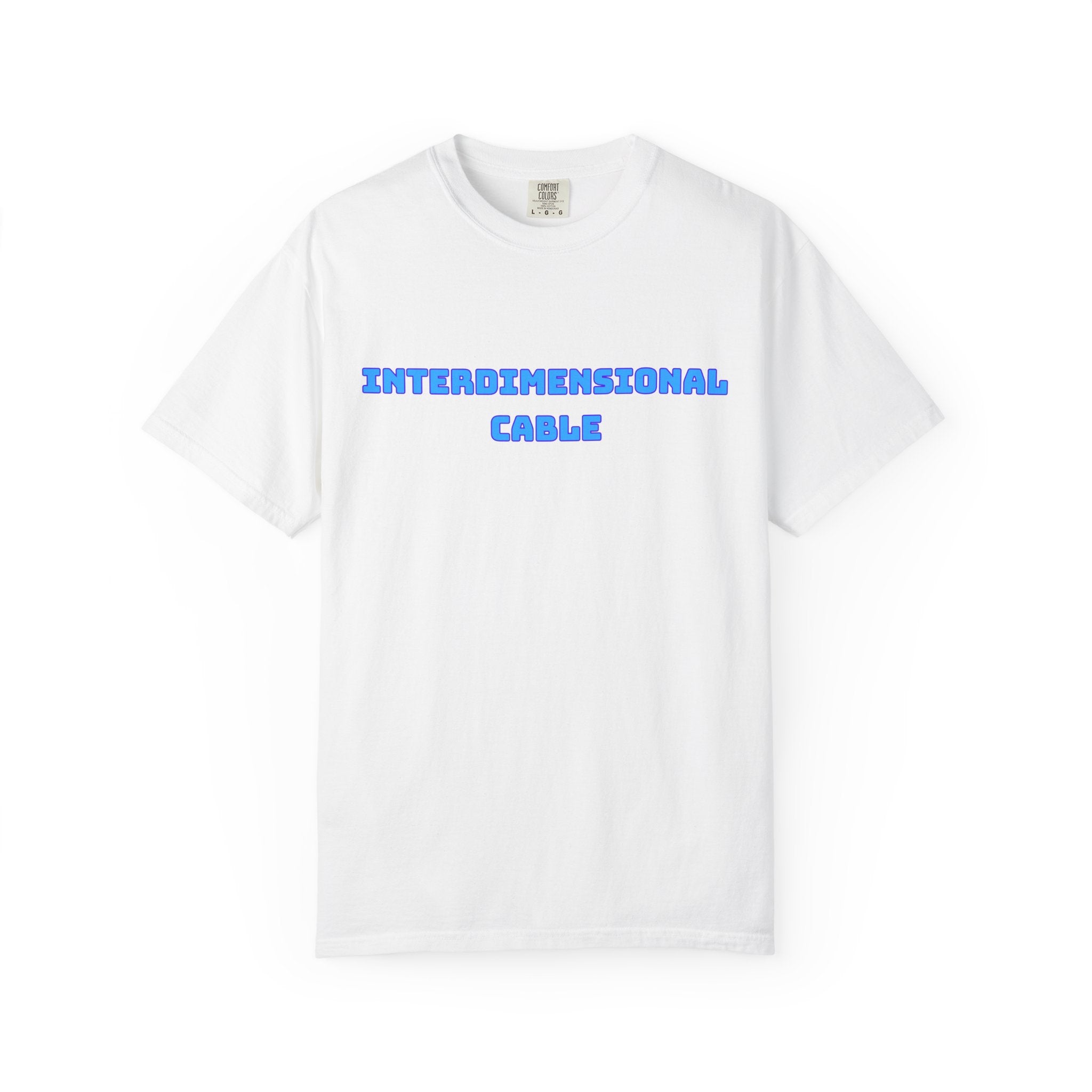 Interdimensional Cable T-shirt | Retro Blue Sci-Fi Text