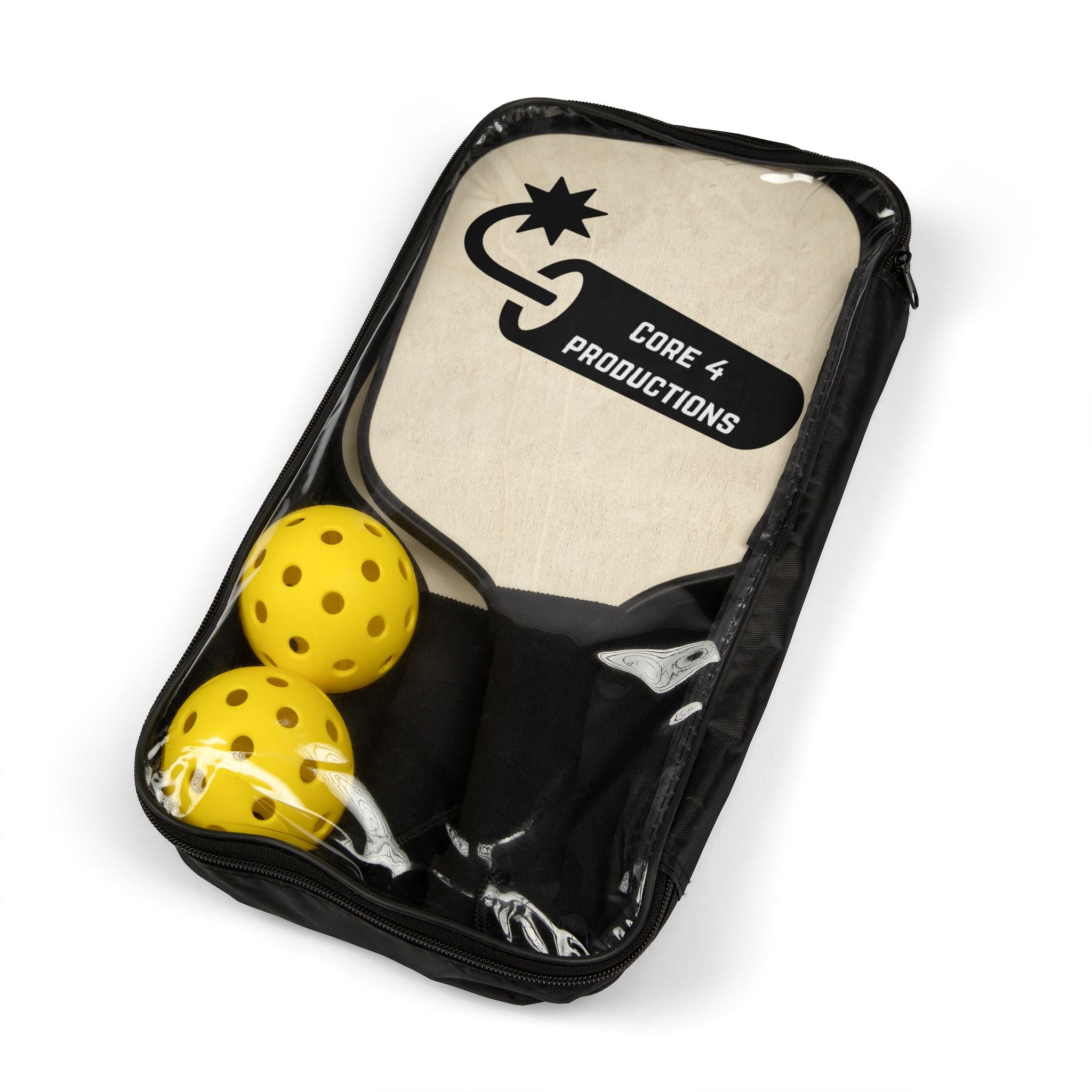 Pickleball Paddle Set — Core 4 Productions Graphic Pickleball Kit (2 Paddles + Balls)