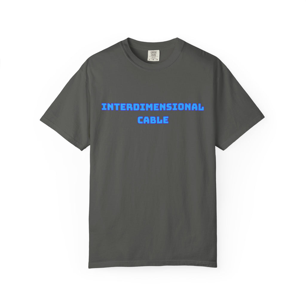 Interdimensional Cable T-shirt | Retro Blue Sci-Fi Text