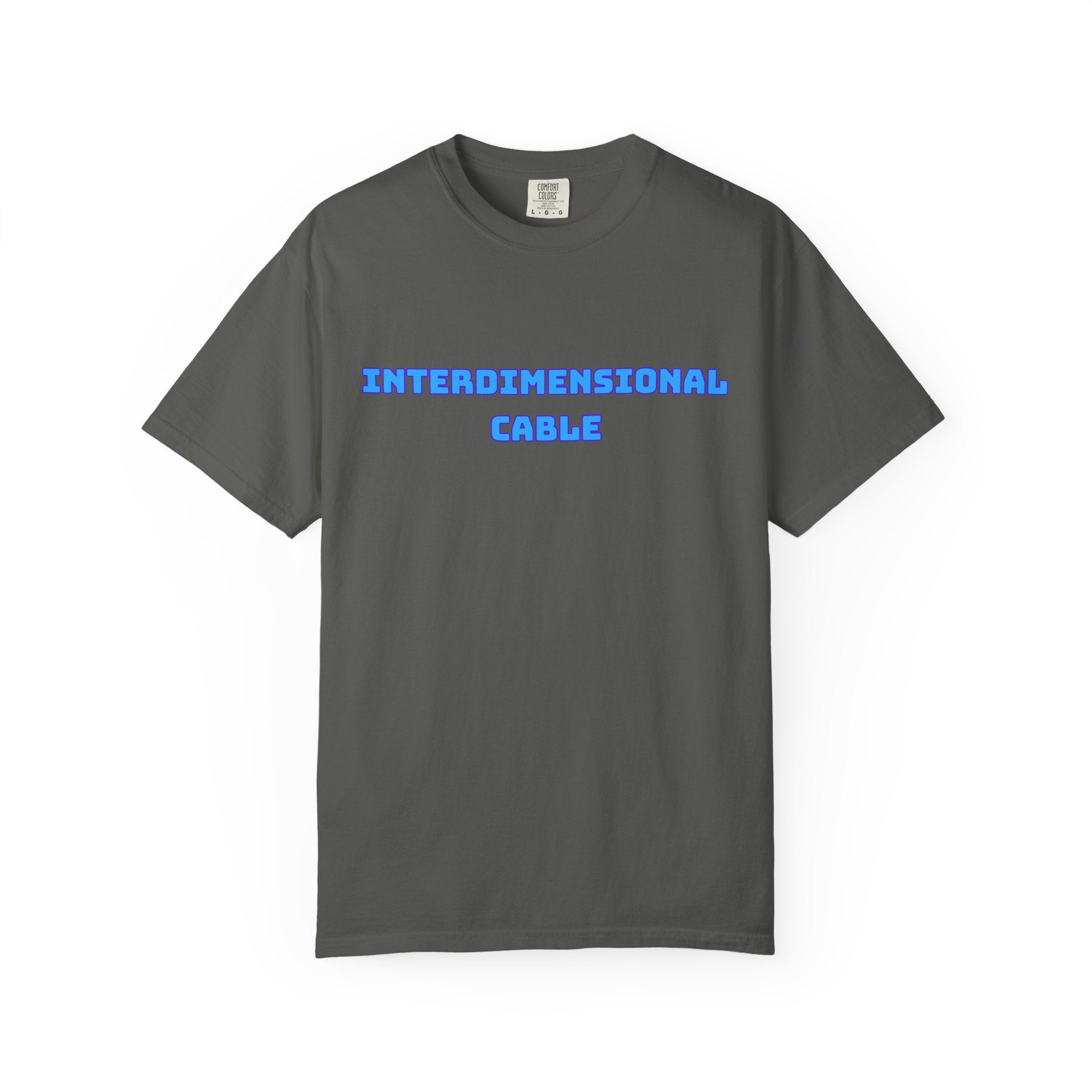 Interdimensional Cable T-shirt | Retro Blue Sci-Fi Text