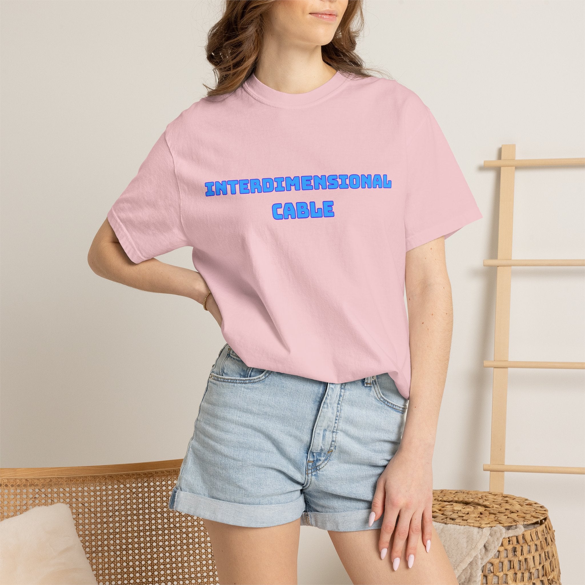 Interdimensional Cable T-shirt | Retro Blue Sci-Fi Text