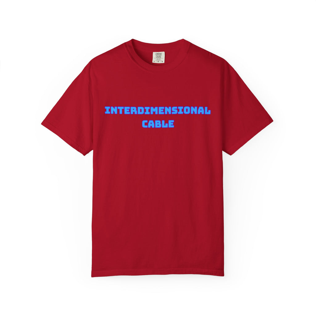 Interdimensional Cable T-shirt | Retro Blue Sci-Fi Text
