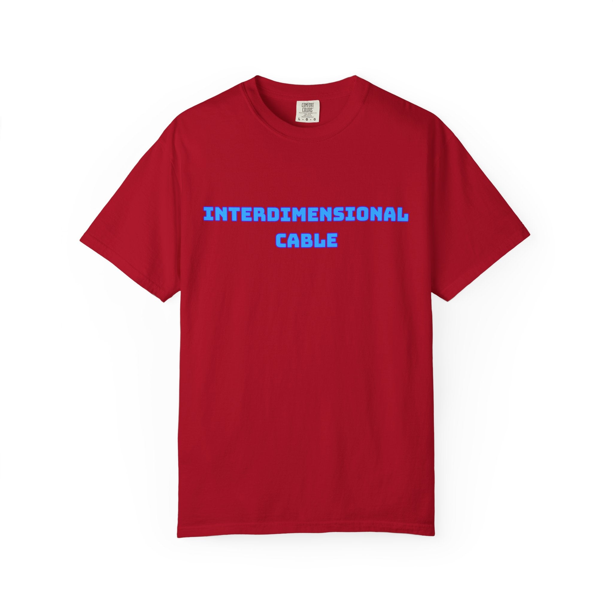Interdimensional Cable T-shirt | Retro Blue Sci-Fi Text