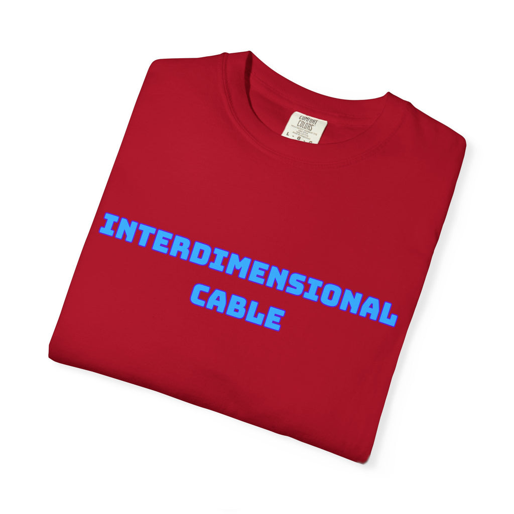 Interdimensional Cable T-shirt | Retro Blue Sci-Fi Text
