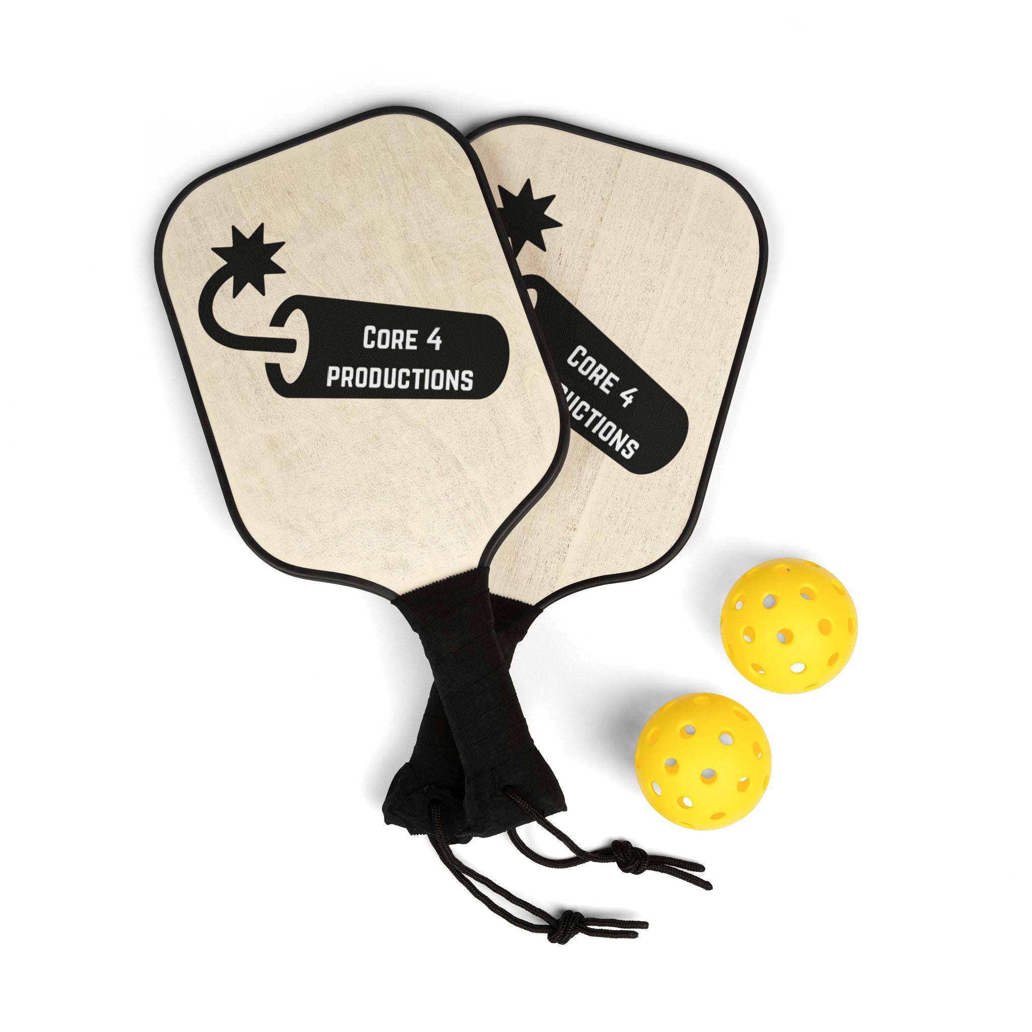 Pickleball Paddle Set — Core 4 Productions Graphic Pickleball Kit (2 Paddles + Balls)