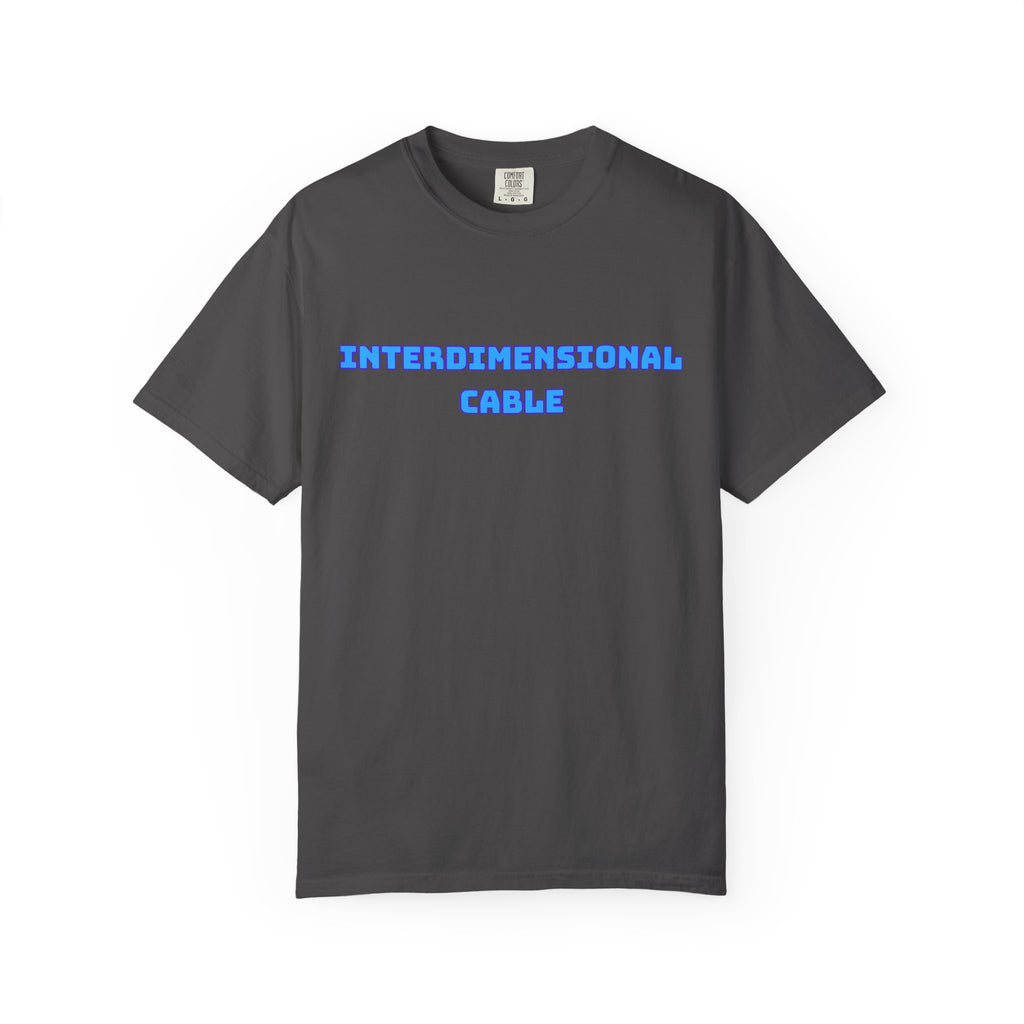 Interdimensional Cable T-shirt | Retro Blue Sci-Fi Text