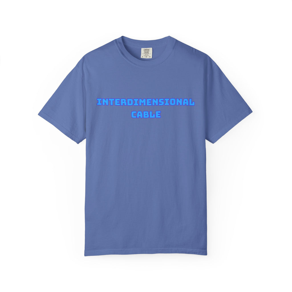 Interdimensional Cable T-shirt | Retro Blue Sci-Fi Text