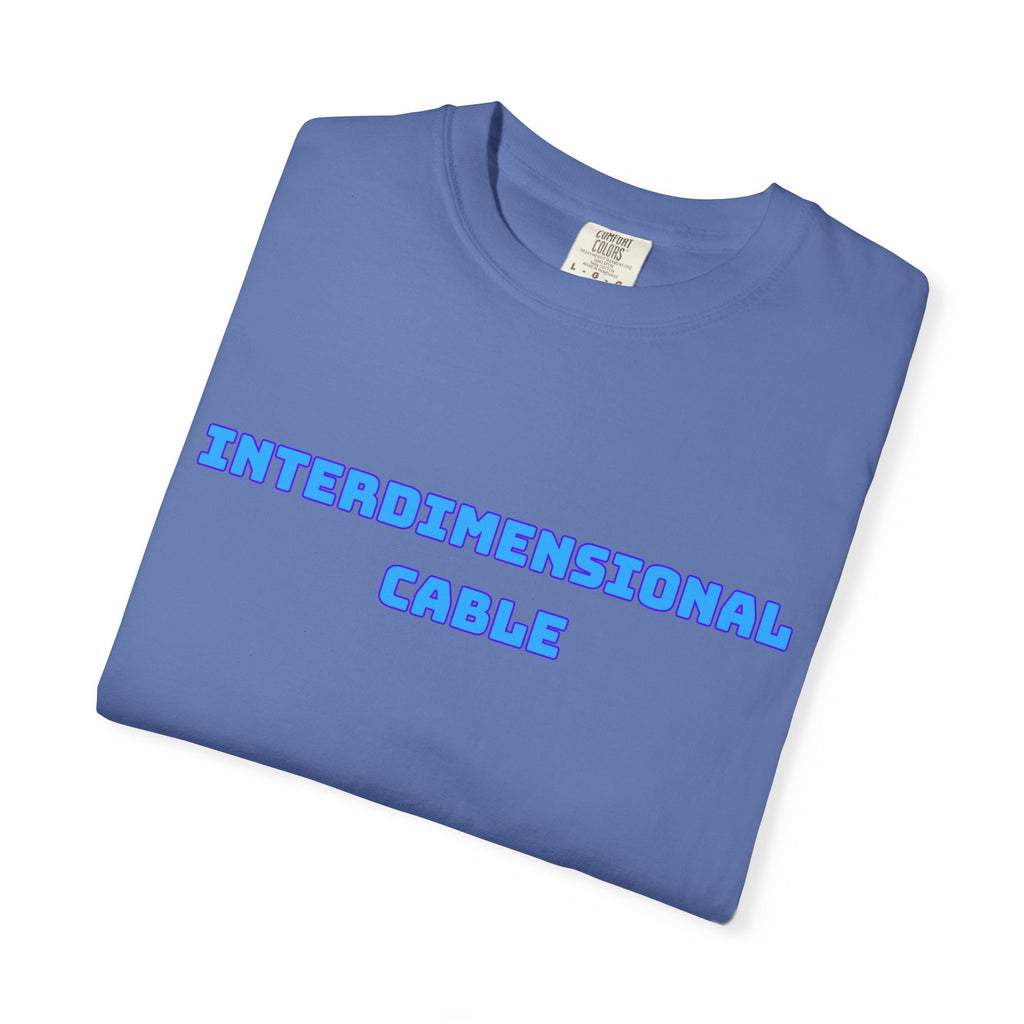 Interdimensional Cable T-shirt | Retro Blue Sci-Fi Text