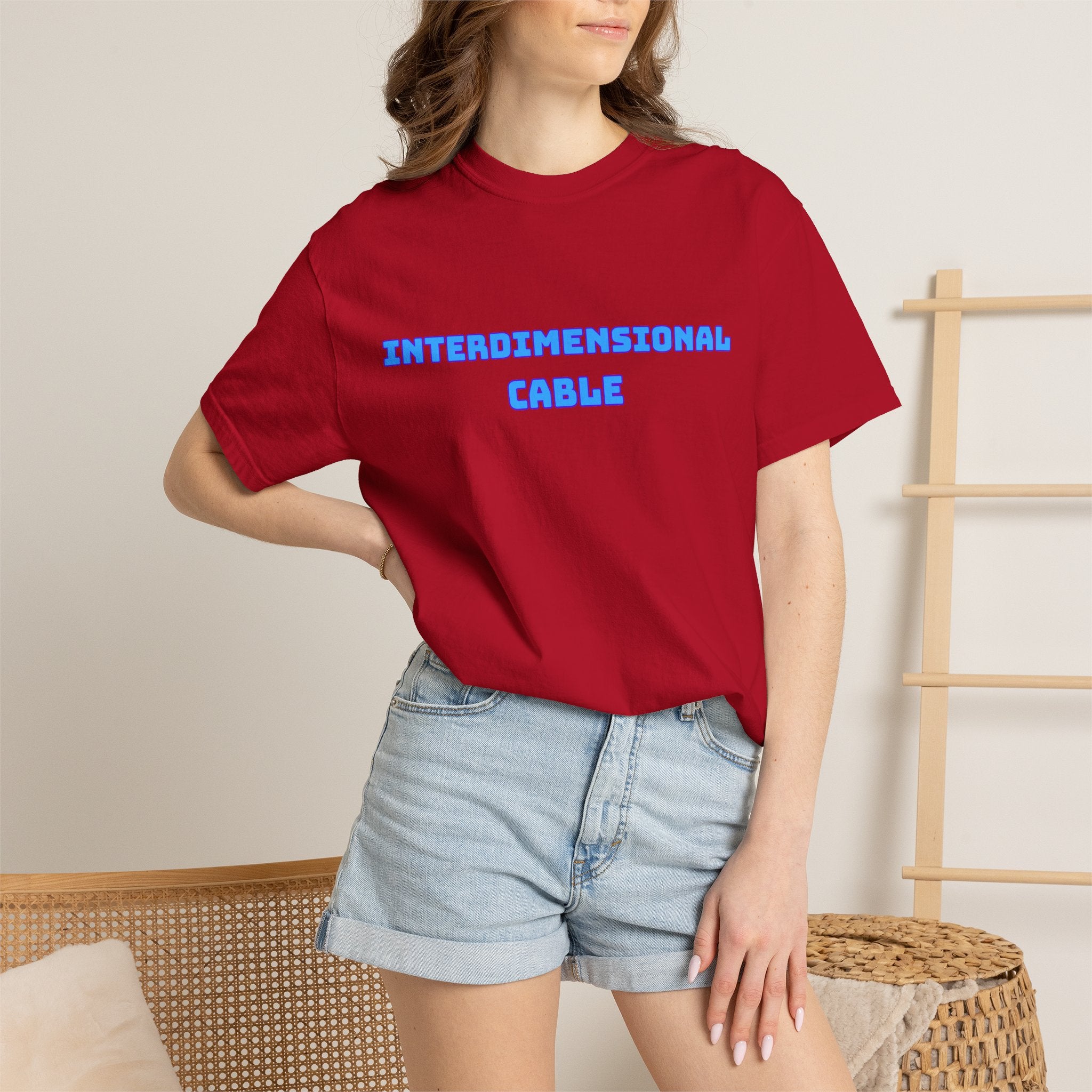 Interdimensional Cable T-shirt | Retro Blue Sci-Fi Text