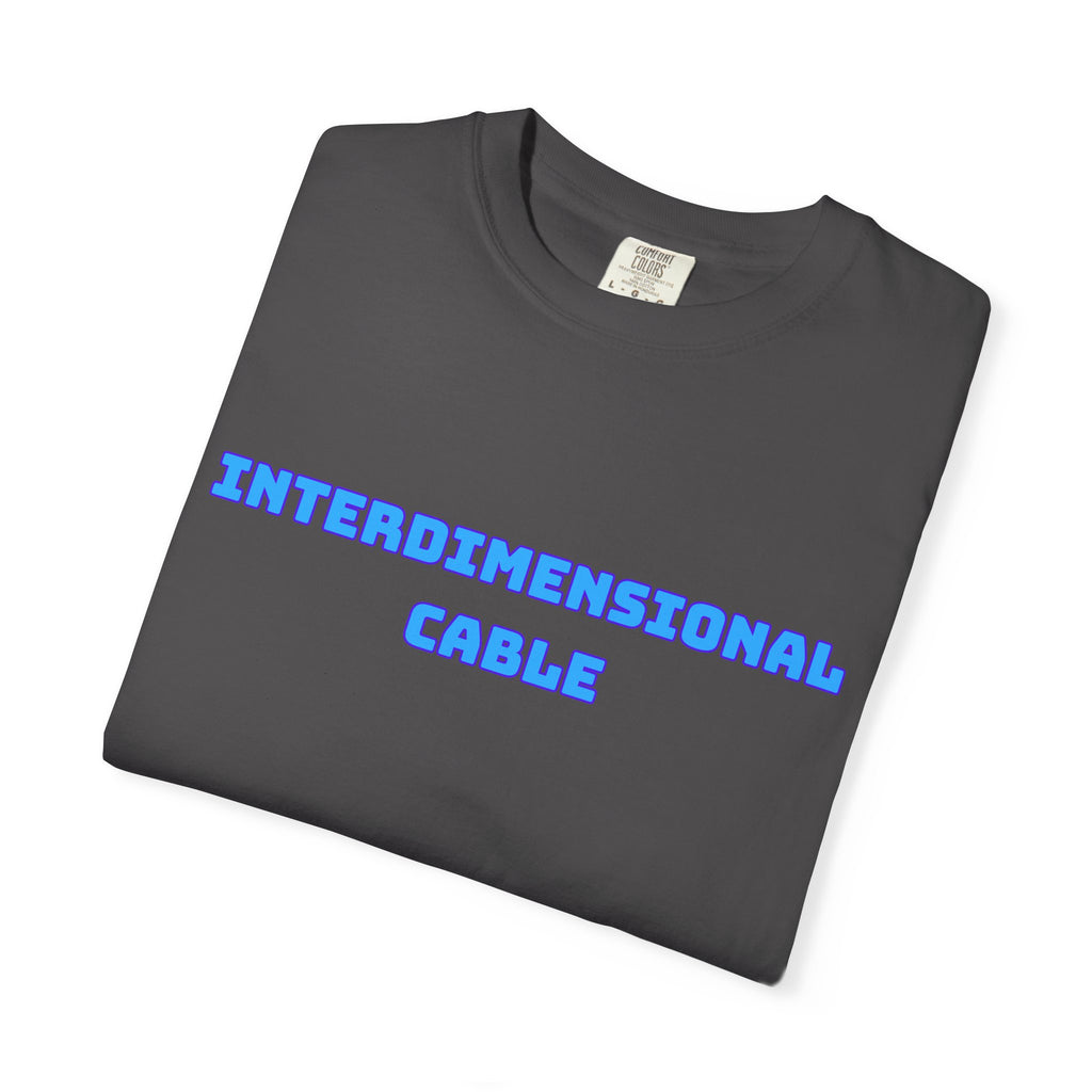 Interdimensional Cable T-shirt | Retro Blue Sci-Fi Text